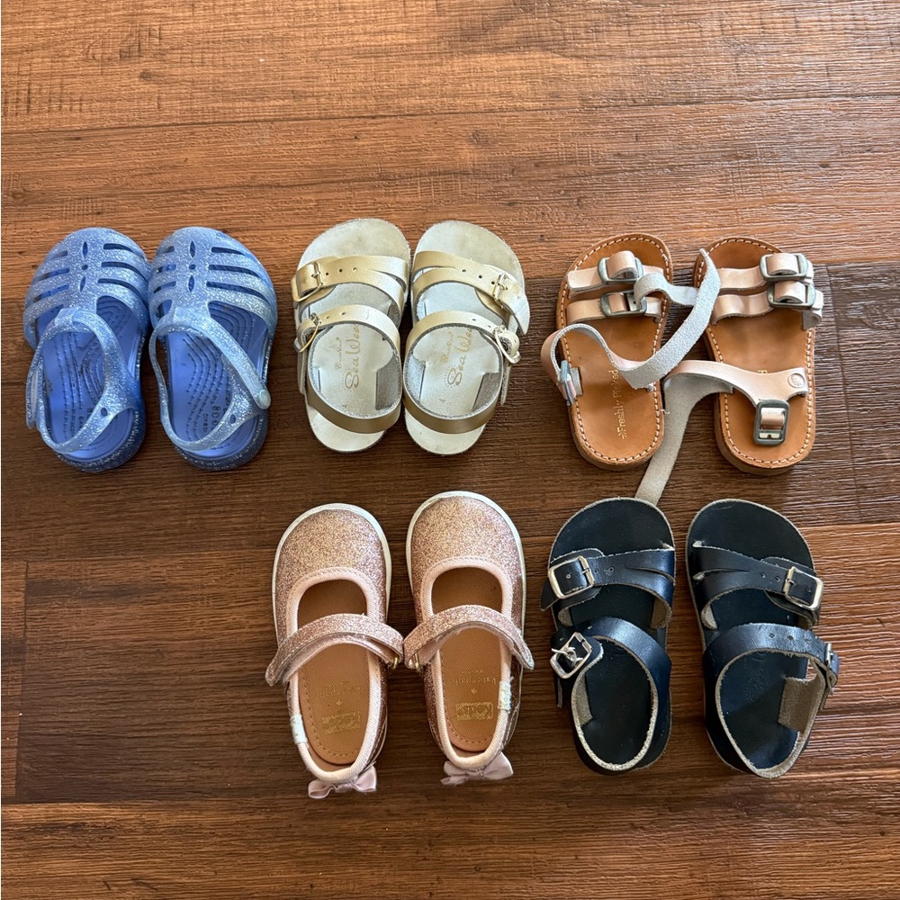 CROCS Kids Sandals in Purple, Gold, Tan, Pink, and Black